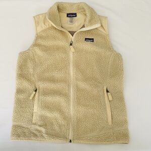 Patagonia Retro-X Vest Women L Cream Oatmeal Sherpa Fleece Deep Pile Full Zip